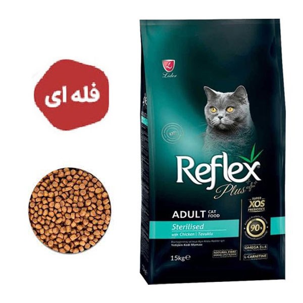 غذا خشک گربه عقیم شده رفلکس پلاس طعم مرغ(بسته بندی پتشاپ115)