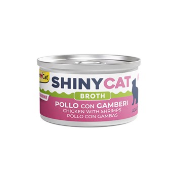 کنسرو گربه SHINY CAT جیم کت طعم مرغ و میگو در آب گوشت