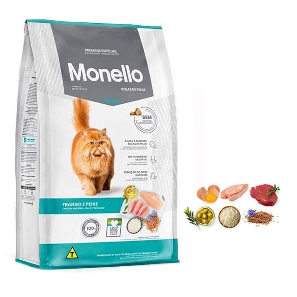 غذا خشک گربه مونلو مدل هیربال با طعم مرغ و ماهی