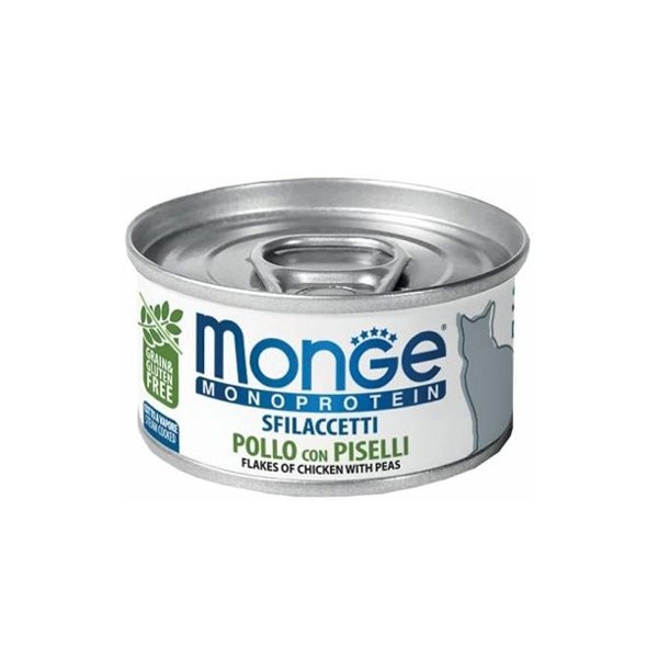 کنسرو گربه بالغ مونژه با طعم مرغ و نخود فرنگی