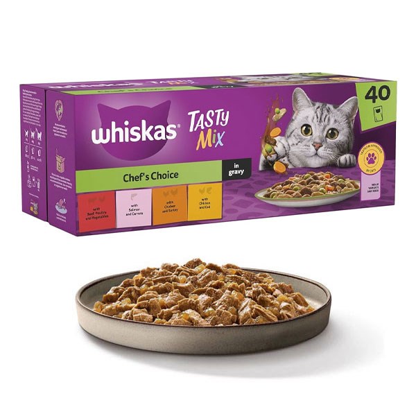 پوچ گربه TASTY Mix ویسکاس طعم سالمون و هویج