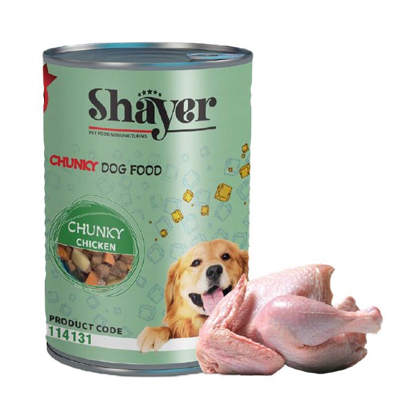 کنسرو چانکی سگ شایر طعم مرغ با سس کدو حلوایی