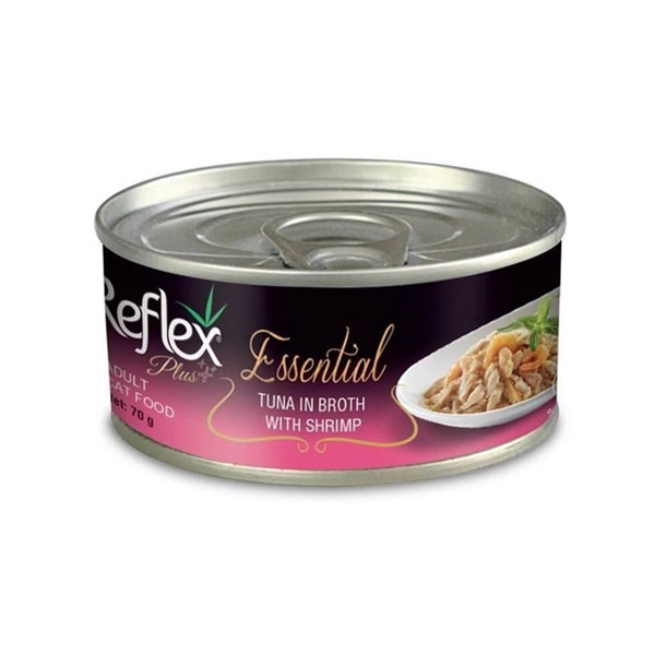 کنسرو گربه رفلکس پلاس طعم ماهی تن در آب گوشت با میگو