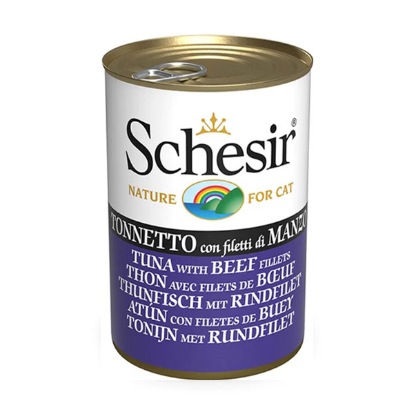 کنسرو گربه با طعم ماهی تن و گوشت گاو شسیر