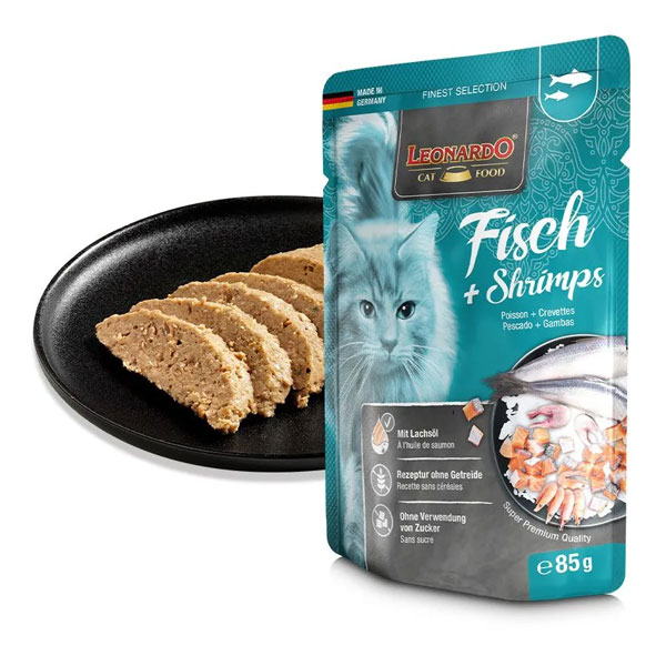 پوچ گربه لئوناردو با طعم ماهی و میگو