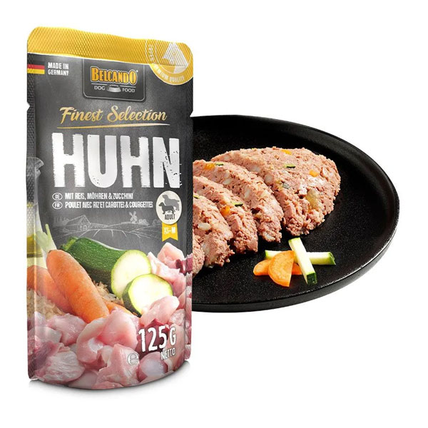 پوچ سگ بلکاندو طعم مرغ با برنج و هویج و کدو سبز