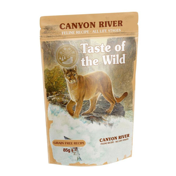 پوچ گربه تیست آف د وایلد مدل Canyon River طعم قزل آلا و مرغ و بوقلمون
