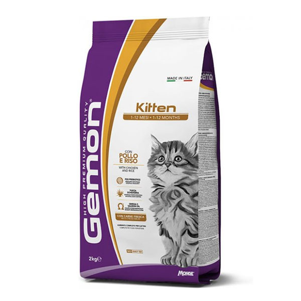 غذا خشک بچه گربه مونژه Gemon طعم مرغ و برنج