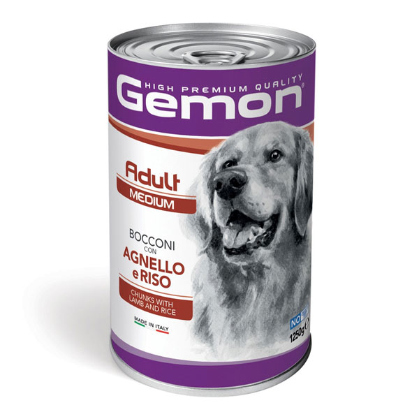 کنسرو سگ بالغ مونژه Gemon طعم گوشت بره و برنج