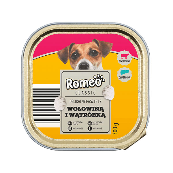 ووم سگ رومئو طعم گوشت گاو و جگر