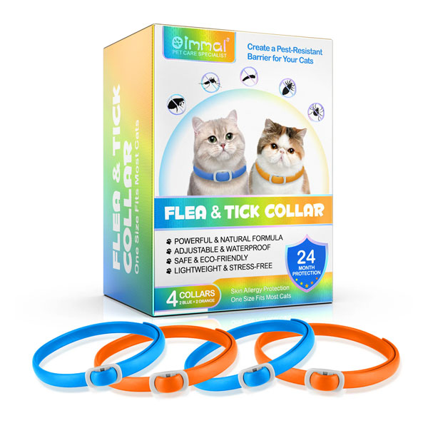 قلاده ضد کک و کنه مخصوص گربه اویمال رنگ آبی و نارنجی