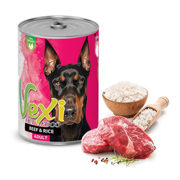 کنسرو پته ای سگ طعم گوشت و برنج وکسی