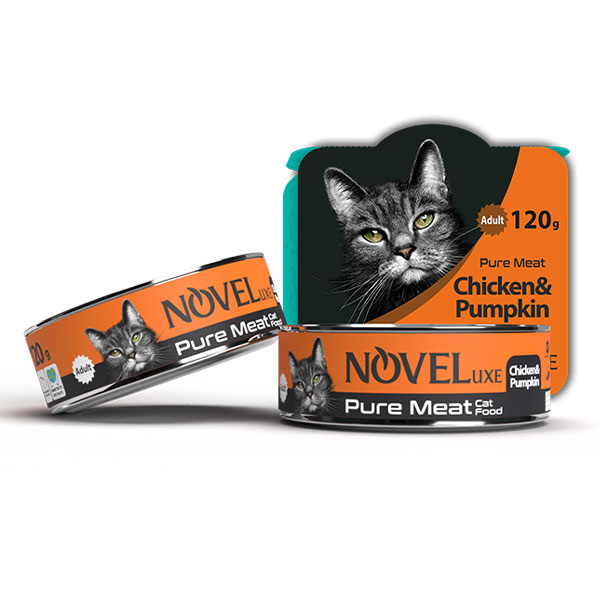 کنسرو نچرال گربه نوول با طعم مرغ و کدو حلوایی