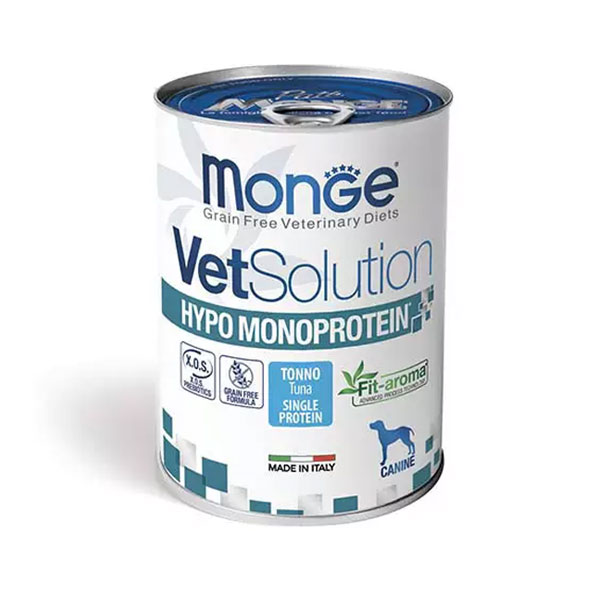 کنسرو درمانی سگ Vet Solution مونژه مدل ضد حساسیت با طعم ماهی تن