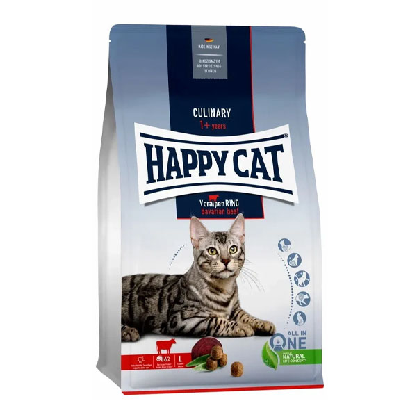 غذا خشک گربه هپی کت مدل کولیناری با طعم گوشت گاو