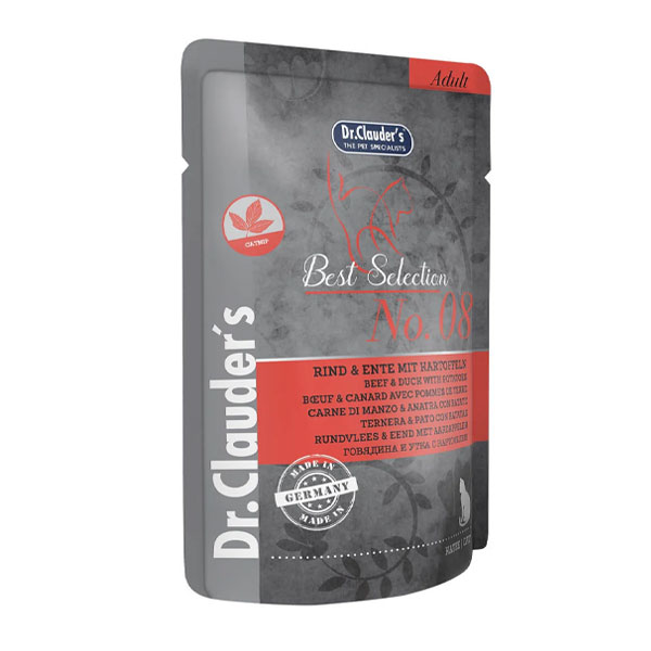 پوچ گربه دکتر کلادرز طعم گوشت و اردک و سیب زمینی