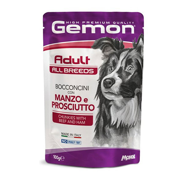 پوچ سگ مونژه Gemon طعم گوشت گاو و ژامبون