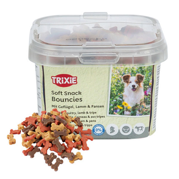 تشویقی سطلی سگ با طعم مرغ و گوشت بره و سیرابی تریکسی