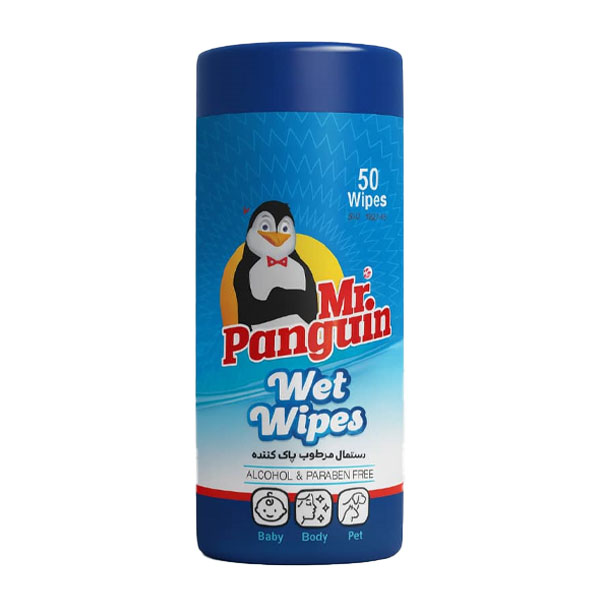 دستمال مرطوب استوانه ای مخصوص سگ و گربه مستر پنگوئن