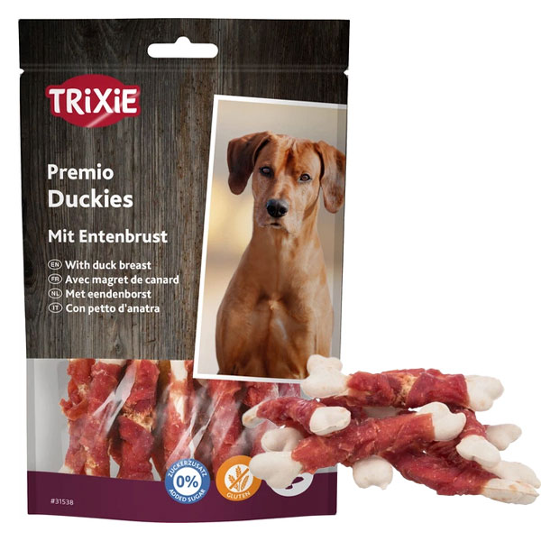 تشویقی سگ تریکسی مدل استخوانی با دورپیچ گوشت اردک