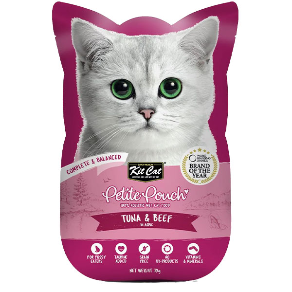 پوچ گربه کیت کت با طعم ماهی تن و گوشت گاو