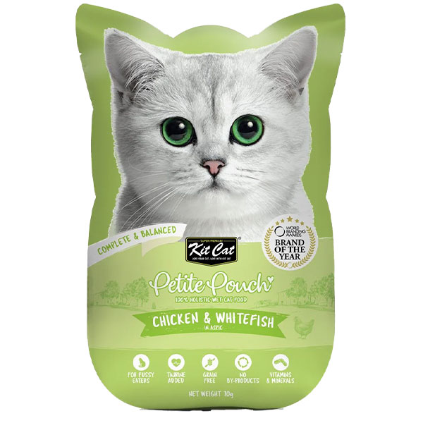 پوچ گربه کیت کت با طعم مرغ و ماهی سفید