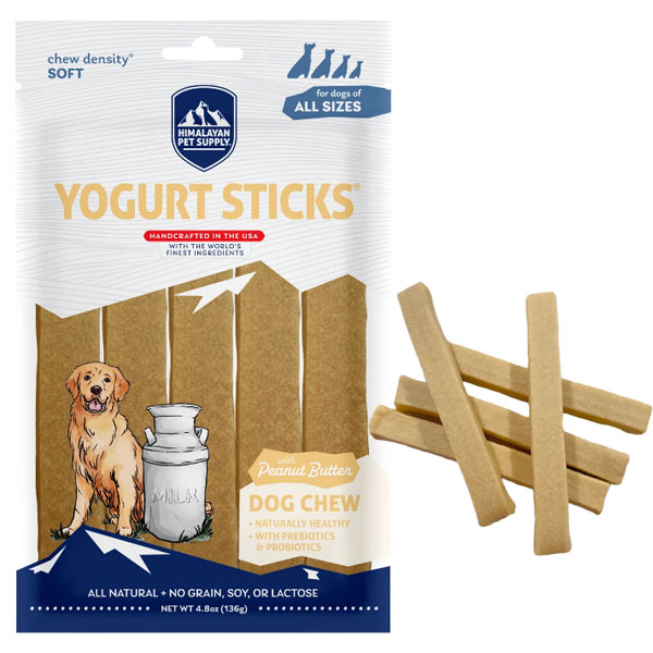 تشویقی استیک ماست سگ با طعم کره بادام زمینی مدل Yogurt Sticks - Peanut Butter هیمالین