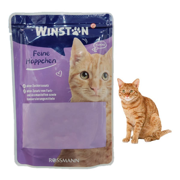 پوچ گربه وینستون طعم گوشت بوقلمون و جگر در سس