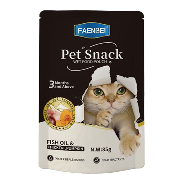 پوچ گربه فنبی مدل میکس با طعم مرغ و کدو حلوایی و روغن ماهی