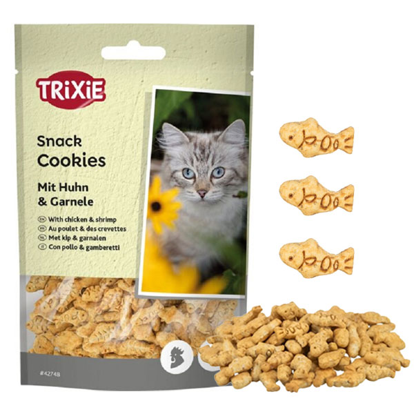 تشویقی بیسکویتی گربه تریکسی با طعم مرغ و میگو