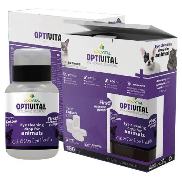 محلول تمیز کننده چشم سگ و گربه زوویتال به همراه پد