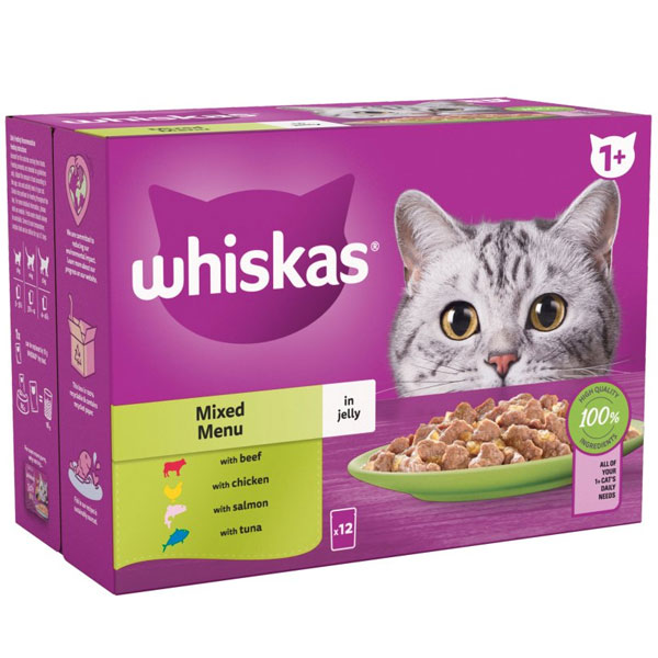 پوچ گربه ویسکاس طعم گوشت گاو در ژله