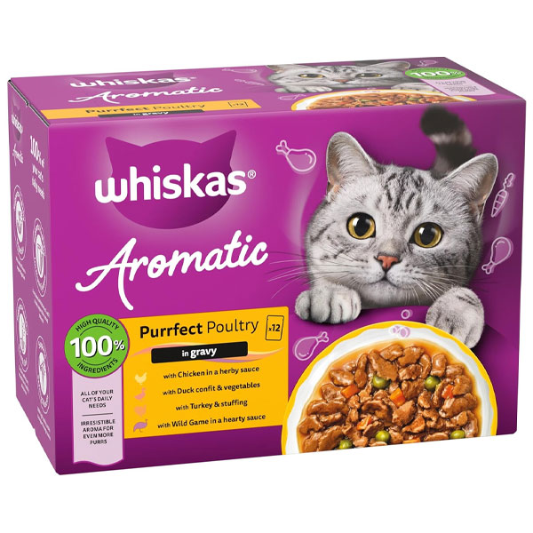 پوچ گربه AROMATIC ویسکاس طعم اردک و سبزیجات در سس