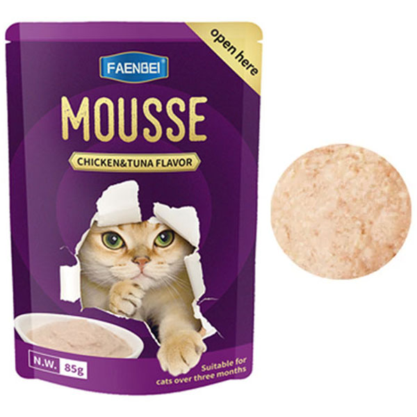 پوچ گربه فنبی طعم مرغ و ماهی تن در موس