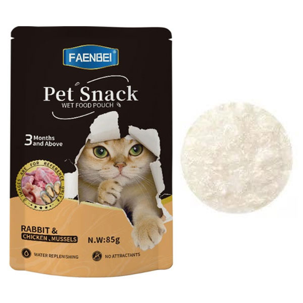 پوچ گربه فنبی مدل میکس با طعم مرغ و خرگوش و صدف دریایی