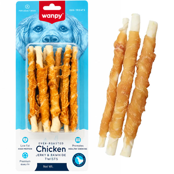 تشویقی مدادی سگ ونپی مدل Chicken Jerky Rawhide Twists