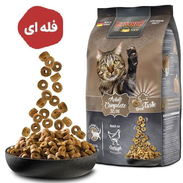 غذای خشک گربه بالغ مدل Adult Complete لئوناردو طعم مرغ
